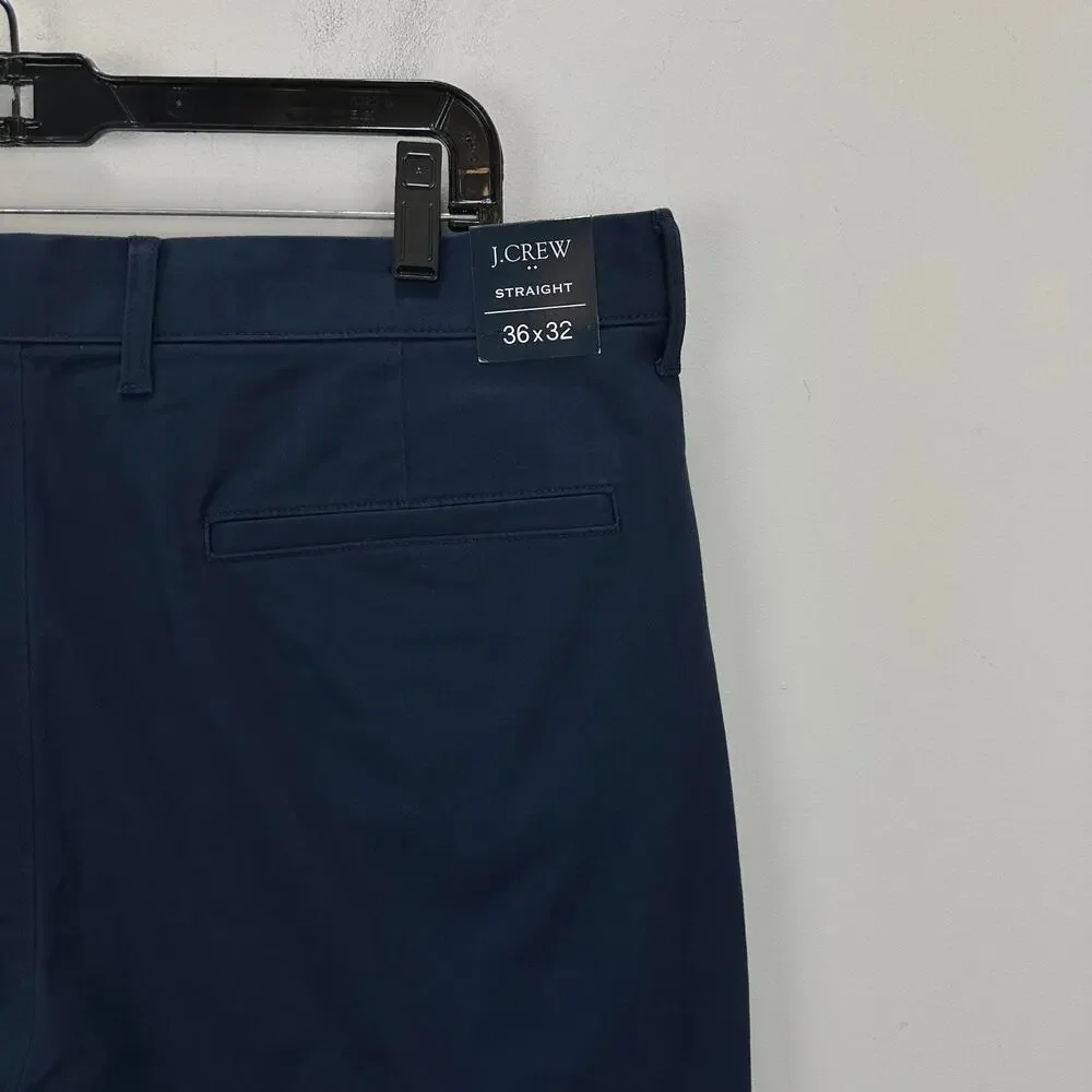 J.Crew Straight Fit TruTemp365 Chino Cotton Blend Pant Mens Navy W 36 L 32 NWT